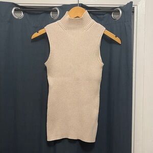 Jeanne Pierre Cream Ribbed Knit Top